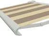 Knikarmscherm met bruin-beige gestreepte stof in gesloten positie